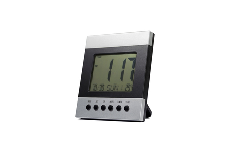 Modern design of the digital alarm clock isolated on white background.の写真素材