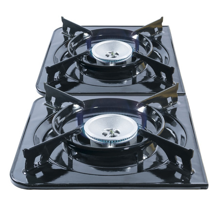 Closeup gas stove isolated on white background.の写真素材