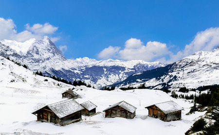 The view point of the Alps Mountains in winter ,Grindelwald Switzerland.