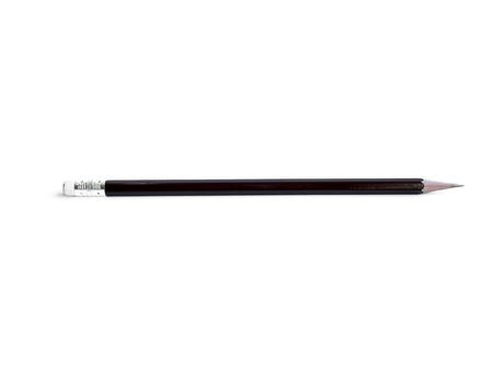 Closeup a wooden pencil used isolated on white background.の写真素材