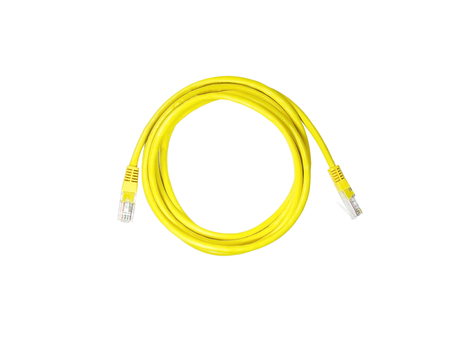 Closeup LAN cables with connector isolated on white background, with clipping path.の写真素材