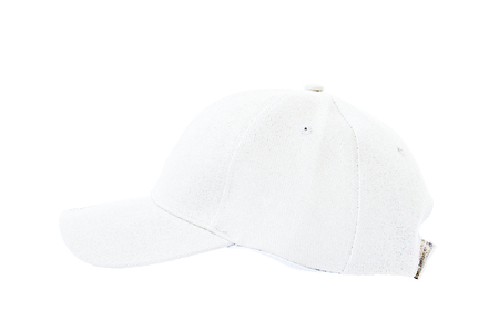 White fashion cap isolated on white background with clipping path.の写真素材