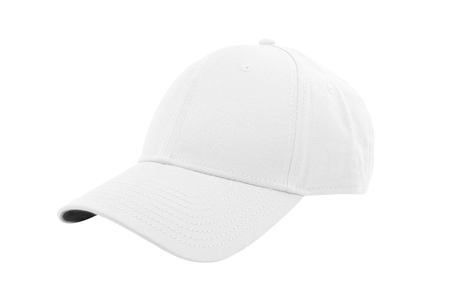 White fashion cap isolated on white background with clipping path.の写真素材