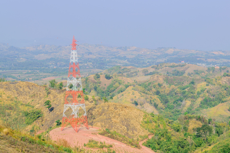 Closeup the pole radio on the hill.の写真素材