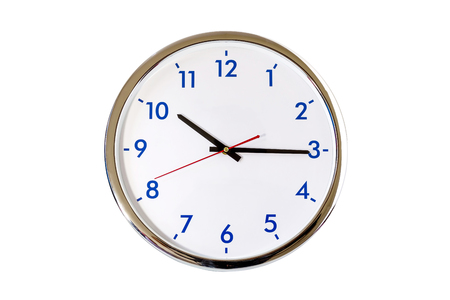 Analog clock isolated on white background with clipping path.の写真素材