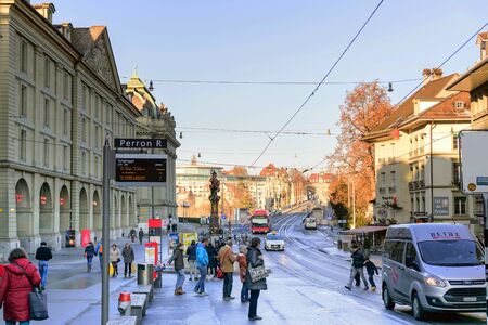 Bern, Switzerland-Jan 3, 2017: The atmosphere of tourism and transport of Bern in Switzerland during the winter.のeditorial素材