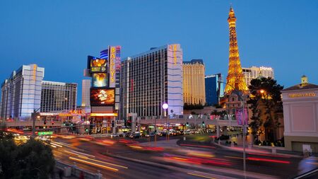 Las Vegas, Nevada/United states Of America-April 13,2018: Beautiful of light and colors from car lights and building lights on the Las Vegas Strip.のeditorial素材