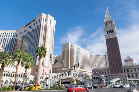 Las Vegas, Nevada/United states Of America-April 13, 2018 The beauty of the architecture of the buildings, hotels and entertainment on Las Vegas Blvd Street is a beautiful landmark in the city of Las Vegas.のeditorial素材