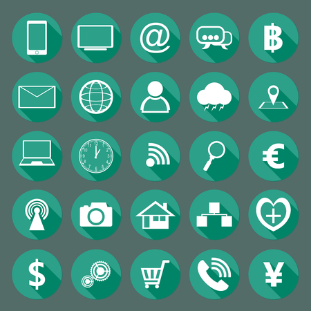 Modern design collection of flat icons with long shadows vector illustration graphic use for mobile applications and websiteのイラスト素材