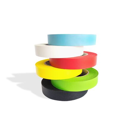Multicolored of fabric adhesive tapes isolate on white background, with  .の写真素材
