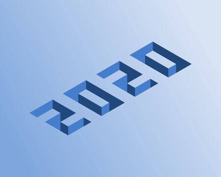 2020 vector isometric numbers design on blue color background, concept for news year background.のイラスト素材