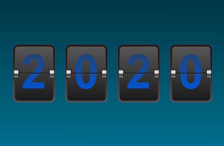Vector illustration design digit flip clock 2020 numbers, concept for news year background.のイラスト素材