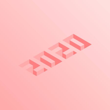 2020 vector isometric numbers design on pink color background, concept for news year background.のイラスト素材