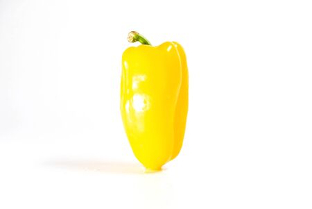 large fresh paprika yellow color isolated on white background.の写真素材