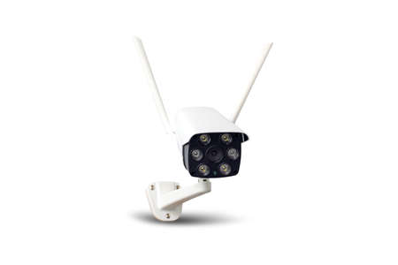 Waterproof outdoors wireless CCTV camera isolated on white background.の写真素材