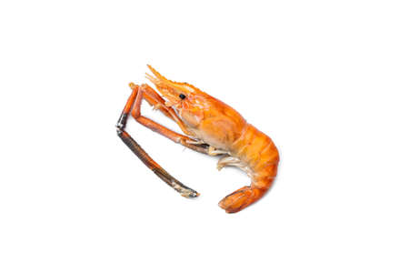 Grilled large river prawn are ready to eat isolated on white background.の写真素材