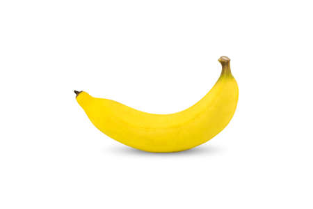 Single ripe yellow color banana isolated on white background.の写真素材