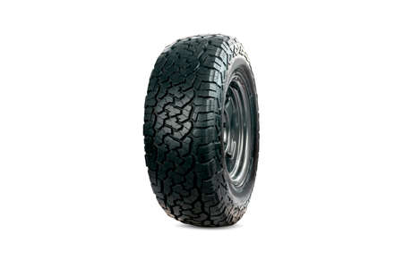 All terrain tire designed for use in all road conditions isolated on white background.の写真素材