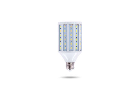 LED energy-saving lamp, screw cap E27 230v isolated on white background.の写真素材