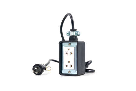 Trailer plug 2 sockets blocks made of rubber isolated on white background.