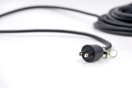 Male electrical plug connecter with VCT cable isolated on white background.の写真素材
