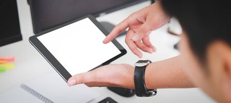 Business working in office with documents and laptop people Consulting and business planning.