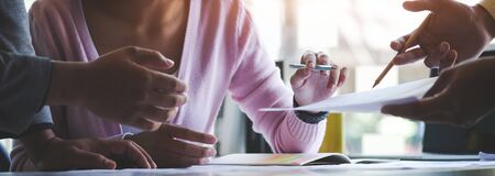 Business working in office with documents and laptop people Consulting and business planning.