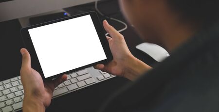 Mock up Copy Space Blank Screen Concept Business Working on tablet.の写真素材