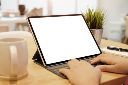 Mock up Copy Space Blank Screen Concept Business Working on Laptop.の写真素材