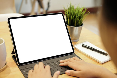 Mock up Copy Space Blank Screen Concept Business Working on Laptop.の写真素材