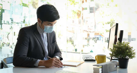 Business working in office with documents and laptop people Consulting and business planning.