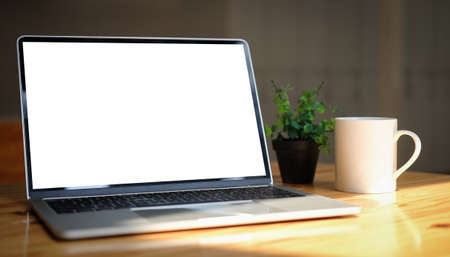 Mock up Copy Space Blank Screen Concept Business Working on Laptop.
