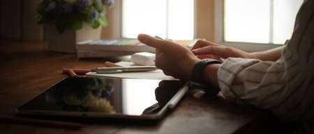 Business working in office with documents and laptop people Consulting and business planning.