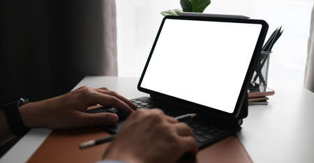 Mock up Copy Space Blank Screen Concept Business Working on Laptop.