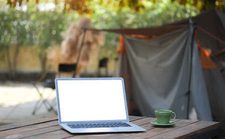 Mock up Copy Space Blank Screen Concept Business Working on tablet.の写真素材