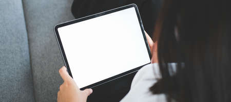 Mock up Copy Space Blank Screen Concept Business Working on tablet.