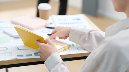 Professional businessman  working on financial market data at office desk