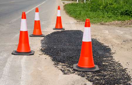 Traffic cone used on road side  under construction.