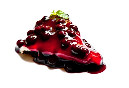 Blueberry Cheese Pie on white backgroundの写真素材