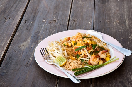 Stir Fried Thai Noodle with Shrimp, Pad Thaiの写真素材