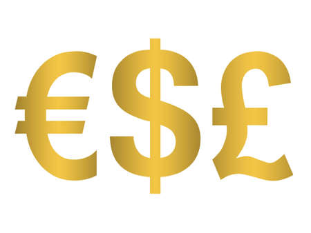 Currency Symbols on white backgroundの写真素材