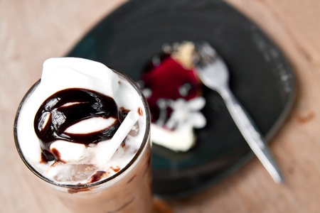 chocolate milkshake with whipped cream on the top