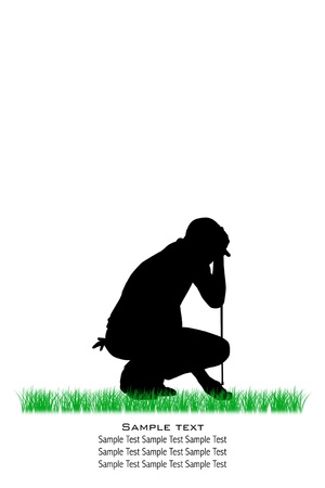 Vector Golfer Silhouettes, Isolated, Backgroundの写真素材