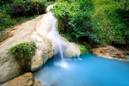 Erawan waterfall on 7th floors in Kanchanaburi, Thailandの写真素材