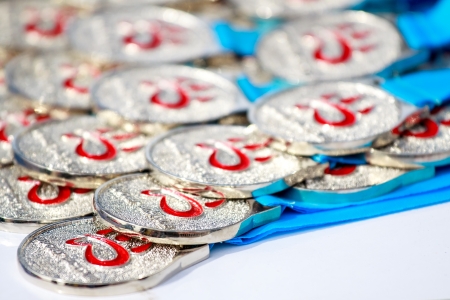 HuaHin, Thailand-August 19, 2012 : Medal of the winner in Queen's cup HuaHin International Triathlon 2012-near Kao Tao lake on Agust 19,2012のeditorial素材