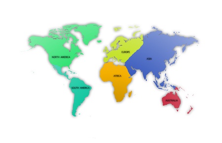World map with each continent of the worldの写真素材