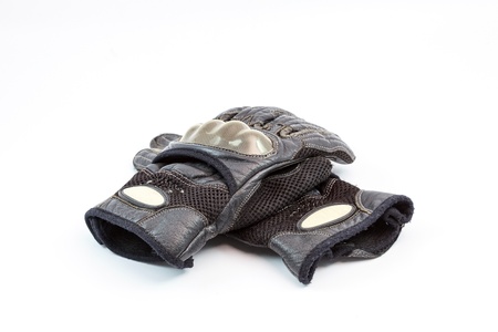 Leather gloves isolated on white backgroundの写真素材