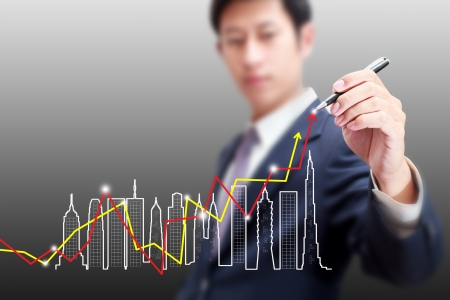 Drawing business building growth chart concept の写真素材