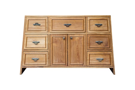 Old wooden cabinet isolated on white backgroundの写真素材