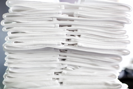 White fabric napkin wall and texture backgroundの写真素材